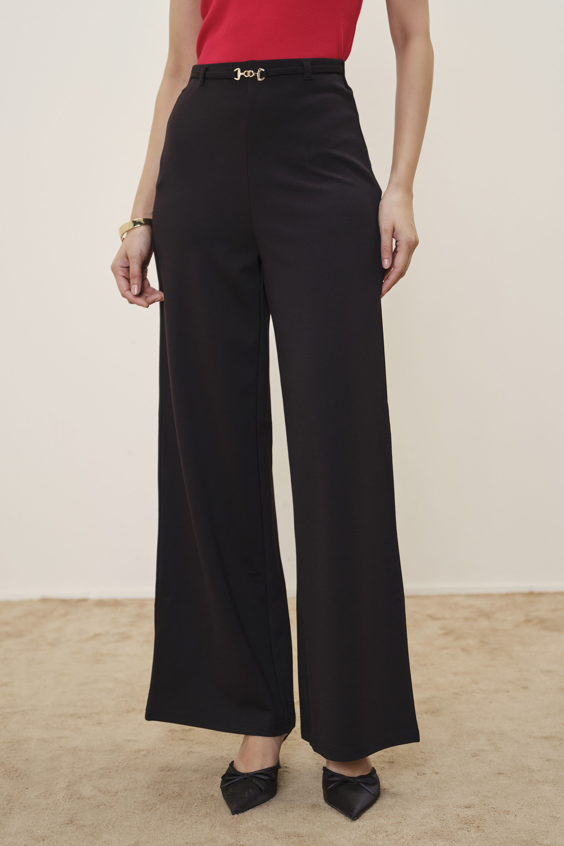 Black Straight-Fit Trousers, Black, image 1